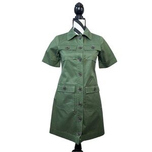 J. Crew Gamine Utility Sz 00 Stretch Twill Shirt Dress